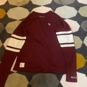 Dark red and white striped long sleeves